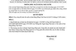 Quyết định 1127/QĐ-NHNN mức lãi suất cơ bản bằng đồng Việt Nam