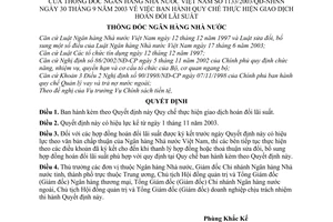 Quyết định 1133/2003/QĐ-NHNN Quy chế thực hiện giao dịch hoán đổi lãi suất