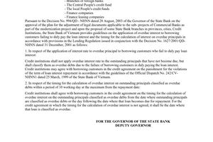 Official Dispatch No. 1140/NHNN-CSTT of September 29, 2003, on the application of the overdue interest rate and the timing for the calculation of overdue interest