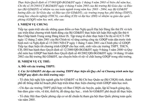 Hướng dẫn 7791/GDQP nhiệm vụ giáo dục quốc phòng năm 2003-2004