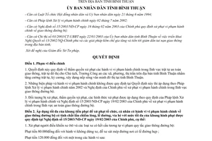 Quyết định 56/2003/QĐ-UBBT phân cấp quản lý xử phạt vi phạm giao thông trật tự đô thị Bình Thuận