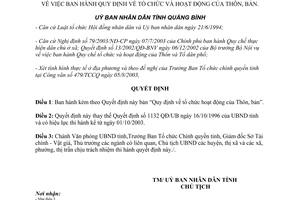 Quyết định 38/2003/QĐ-UB quy định tổ chức hoạt động của Thôn bản Quảng Bình