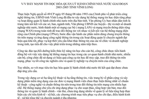 Chỉ thị 16/2003/CT-UB 2003 tin học hoá quản lý hành chính nhà nước từ 2003 2005 Vĩnh Long