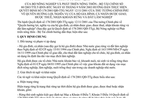 Thông tư liên tịch 80/2003/TTLT-BNN-BTC quyền lợi nghĩa vụ hộ gia đình cá nhân được giao thuê nhận khoán rừng đất lâm nghiệp