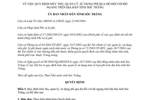 Quyết định 144/2003/QĐ.UBNDT mức phí qua đò đối với đò ngang Sóc Trăng