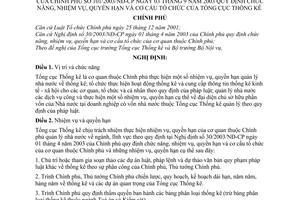 Nghị định 101/2003/NĐ-CP  chức năng, nhiệm vụ, quyền hạn cơ cấu tổ chức Tổng cục Thống kê