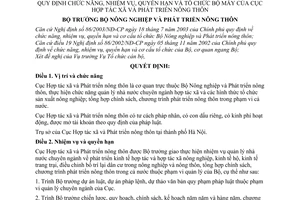 Quyết định 96/2003/QĐ-BNN chức năng, nhiệm vụ, quyền hạn tổ chức bộ máy của Cục Hợp tác xã và Phát triển nông thôn