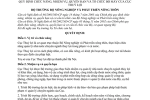 Quyết định 93/2003/QĐ-BNN  chức năng, nhiệm vụ, quyền hạn tổ chức bộ máy của Cục Thuỷ lợi
