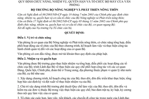 Quyết định 98/2003/QĐ-BNN  chức năng, nhiệm vụ, quyền hạn  tổ chức bộ máy của Văn phòng