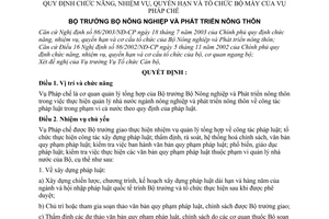 Quyết định 85/2003/QĐ-BNN chức năng, nhiệm vụ, quyền hạn tổ chức bộ máy Vụ Pháp chế