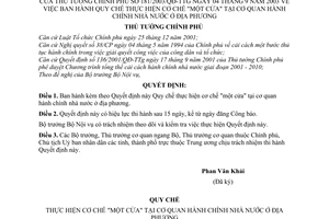 Quyết định 181/2003/QĐ-TTg Quy chế thực hiện cơ chế "một cửa" tại cơ quan hành chính nhà nước ở địa phương