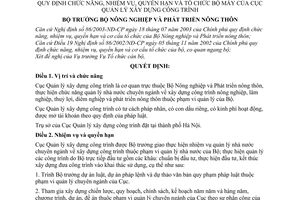 Quyết định 95/2003/QĐ-BNN  chức năng, nhiệm vụ, quyền hạn tổ chức bộ máy  Cục Quản lý xây dựng công trình