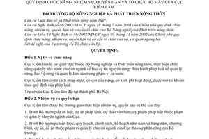 Quyết định 92/2003/QĐ-BNN chức năng, nhiệm vụ, quyền hạn tổ chức bộ máy Cục Kiểm lâm