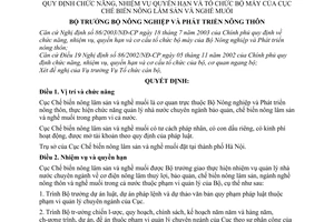 Quyết định 90/2003/QĐ-BNN chức năng, nhiệm vụ quyền hạn  tổ chức bộ máy Cục Chế biến nông lâm sản  nghề muối