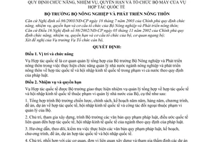 Quyết định 84/2003/QĐ-BNN chức năng, nhiệm vụ, quyền hạn tổ chức bộ máy Vụ Hợp tác quốc tế