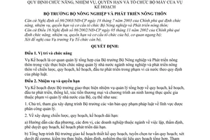 Quyết định 81/2003/QĐ-BNN chức năng, nhiệm vụ, quyền hạn tổ chức bộ máy Vụ Kế hoạch