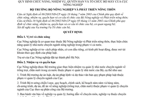 Quyết định 87/2003/QĐ-BNN  chức năng, nhiệm vụ, quyền hạn tổ chức bộ máy Cục Nông nghiệp
