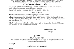 Quyết định 53/2003/QĐ-BVHTT Quy chế xuất bản bản tin