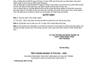 Quyết định 82/2003/QĐ-BNN tiêu chuẩn ngành  công tác điều tra phát hiện sinh vật hại cây trồng