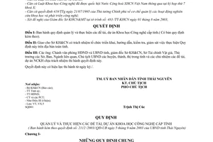 Quyết định 2112/2003/QĐ-UB  quản lý thực hiện các đề tài, dự án Khoa học-Công nghệ cấp tỉnh Thái Nguyên