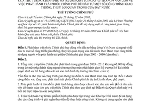 Quyết định 182/2003/QĐ-TTg phát hành trái phiếu Chính phủ để đầu tư công trình giao thông, thủy lợi quan trọng của đất nước
