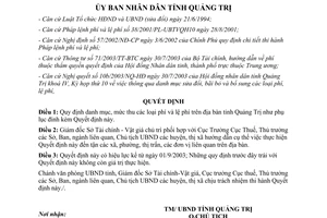 Quyết định 1848/2003/QĐ-UBND danh mục mức thu các loại phí lệ phí Quảng Trị