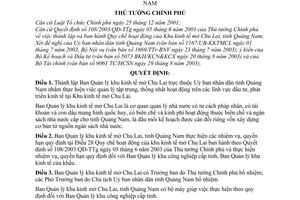 Quyết định 184/2003/QĐ-TTg thành lập Ban Quản lý khu kinh tế mở Chu Lai, tỉnh Quảng Nam