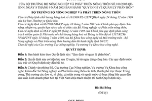 Quyết định 100/2003/QĐ-BNN  quản lý phân bón