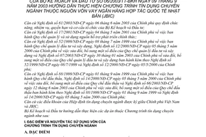 Thông tư 06/2003/TT-BKH hướng dẫn thực hiện Chương trình tín dụng chuyên ngành thuộc nguồn vốn vay Ngân hàng hợp tác Quốc tế Nhật Bản (JBIC)