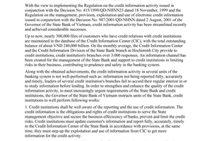 Directive No. 05/2003/CT-NHNN of September 09, 2003, on the strengthening and enhancement of quality of the credit information activity.