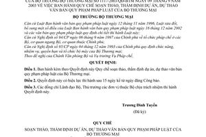 Quyết định 1117/2003/QĐ-BTM Quy chế soạn thảo, thẩm định dự án, dự thảo văn bản pháp luật của Bộ Thương mại