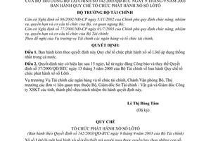 Quyết định 142/2003/QĐ-BTC Quy chế tổ chức phát hành xổ số lôtô