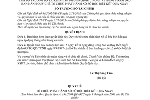 Quyết định 141/2003/QĐ-BTC Quy chế tổ chức phát hành xổ số bóc biết kết quả ngay