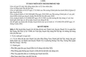 Quyết định 111/2003/QĐ-UB Phê duyệt Quy hoạch chi tiết Khu đô thị mới Thịnh Liệt, tỷ lệ 1/2000