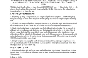 Thông tư 86/2003/TT-BTC hướng dẫn mẫu tờ cổ phiếu và sổ chứng nhận cổ đông trong các công ty cổ phần
