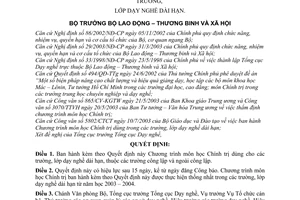 Quyết định 1135/2003/QĐ-BLĐTBXH Chương trình môn học Chính trị dùng cho trường, lớp dạy nghề dài hạn