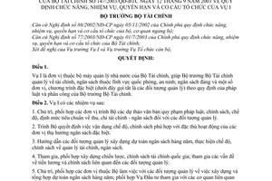 Quyết định 147/2003/QĐ-BTC chức năng, nhiệm vụ, quyền hạn cơ cấu tổ chức Vụ I