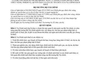 Quyết định 146/2003/QĐ-BTC chức năng, nhiệm vụ, quyền hạn cơ cấu tổ chức của Vụ Chính sách thuế
