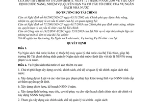 Quyết định 151/2003/QĐ-BTC chức năng, nhiệm vụ, quyền hạn cơ cấu tổ chức Vụ Ngân sách nhà nước