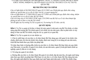 Quyết định 149/2003/QĐ-BTC chức năng, nhiệm vụ, quyền hạn cơ cấu tổ chức Tài vụ quản trị