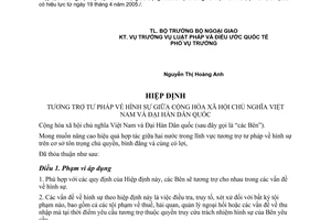 Hiệp định Hình sự giữa Việt Nam Đại Hàn Dân quốc 2003