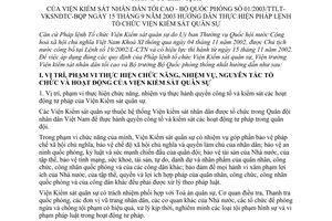 Thông tư liên tịch  01/2003/TTLT-VKSNDTC-BQP hướng dẫn thực hiện Pháp lệnh Tổ chức Viện kiểm sát quân sự