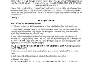 Thông tư 10/2003/TT-NHNN quản lý hoạt động kinh doanh vàng hướng dẫn thi hành Nghị định 174/1999/NĐ