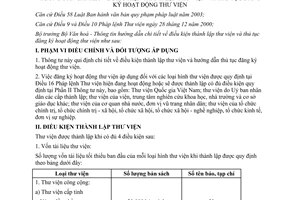 Thông tư số 56/2003/TT-BVHTT hướng dẫn điều kiện thành lập thư viện và thủ tục đăng ký hoạt động thư viện