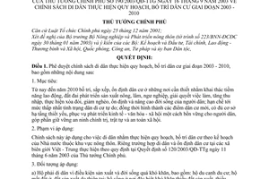 Quyết định 190/2003/QĐ-TTg chính sách di dân thực hiện quy hoạch, bố trí dân cư giai đoạn 2003 - 2010