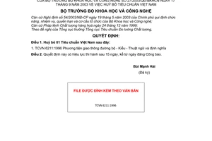 Quyết định 27/2003/QĐ-BKHCN huỷ bỏ Tiêu chuẩn Việt Nam