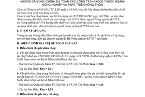 Thông tư 101/2003/TT-BNN hướng dẫn điều chỉnh dự toán các công trình XDCB thuộc ngành nông nghiệp và phát triển nông thôn