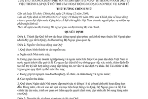 Quyết định 195/2003/QĐ-TTg thành lập Quỹ hỗ trợ hoạt động ngoại giao phục vụ kinh tế