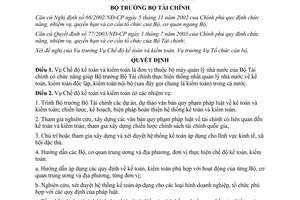Quyết định 175/2003/QĐ-BTC quy định Vụ Chế độ kế toán và kiểm toán