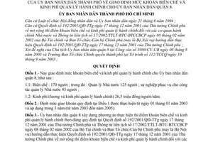 Quyết định 190/2003/QĐ-UB giao định mức khoán biên chế và kinh phí quản lý hành chính cho Ủy ban nhân dân quận 8